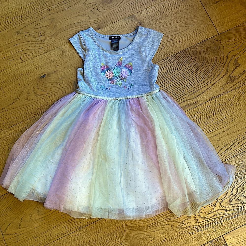 Zunie dress unicorn top with tule skirt size 6